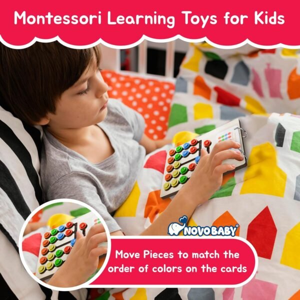 Novo Baby Kids Montessori Slide Puzzle | Color & Pattern Matching Learning Toys for Kids 3-8 Years | Preschool Educational Activity Toy for 3,4,5,6,7,8 | Toys for 6-Year-Old Boy (Modern) - Image 6