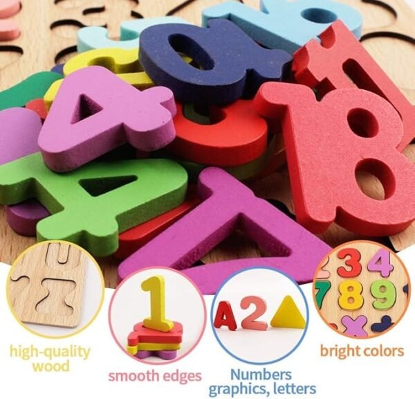 Novo Baby Wooden Learning Educational ABCD Board for Kids, Activity Toys for Toddlers & Preschoolers | ABCD Puzzle Set | Puzzle Toys for 2 Years Old Boys & Girls (Alphabets, Numbers & Shapes) - Image 3