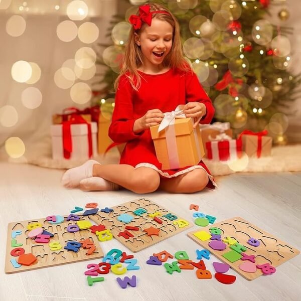 Novo Baby Wooden Learning Educational ABCD Board for Kids, Activity Toys for Toddlers & Preschoolers | ABCD Puzzle Set | Puzzle Toys for 2 Years Old Boys & Girls (Alphabets, Numbers & Shapes) - Image 5