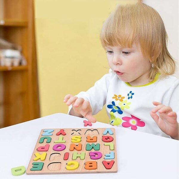 Novo Baby Wooden Learning Educational ABCD Board for Kids, Activity Toys for Toddlers & Preschoolers | ABCD Puzzle Set | Puzzle Toys for 2 Years Old Boys & Girls (Alphabets, Numbers & Shapes) - Image 6