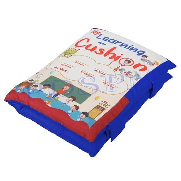 PDSPM Learning Cushion Pillow Book for Kids with 2 Languages Learn - English and Hindi, Activity Play, Soft Cloth Book Baby Pillow Toys,(Cushion Blue) - Image 2