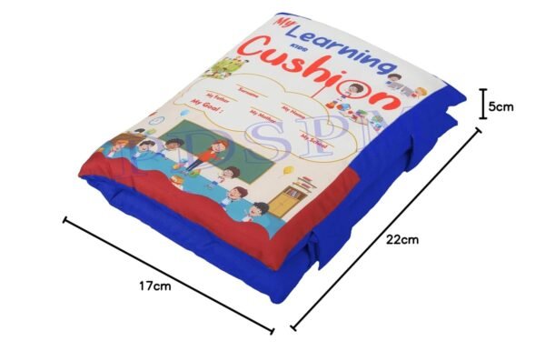PDSPM Learning Cushion Pillow Book for Kids with 2 Languages Learn - English and Hindi, Activity Play, Soft Cloth Book Baby Pillow Toys,(Cushion Blue) - Image 7