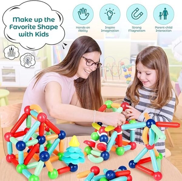 PRIME DEALS Magnetic Sticks Building Blocks For Kids Toys For Girls|Magnetic Toys For Boys Age 3+ Year 4-14 Old Educational Stem Learning Magnet Stick With Balls Game Set (25 Pcs),Multicolor - Image 2