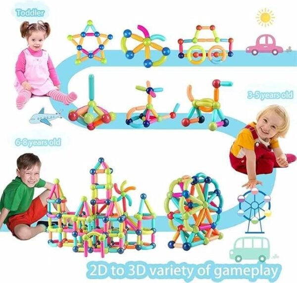 PRIME DEALS Magnetic Sticks Building Blocks For Kids Toys For Girls|Magnetic Toys For Boys Age 3+ Year 4-14 Old Educational Stem Learning Magnet Stick With Balls Game Set (25 Pcs),Multicolor - Image 4
