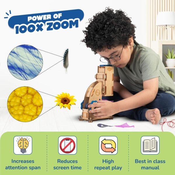 Smartivity Microscope 100x Zoom Toy for Kids Age 8-10-12-14 Years Old | Birthday Gifts for Boys & Girls | DIY Science Toy for Kids 8-14 Years Old Students I STEM Sciene Kit - Image 2