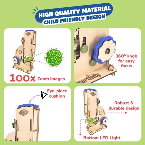 Smartivity Microscope 100x Zoom Toy for Kids Age 8-10-12-14 Years Old | Birthday Gifts for Boys & Girls | DIY Science Toy for Kids 8-14 Years Old Students I STEM Sciene Kit - Image 4