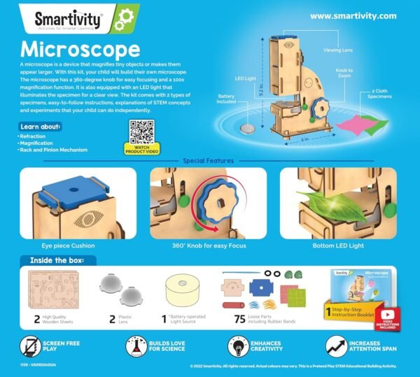 Smartivity Microscope 100x Zoom Toy for Kids Age 8-10-12-14 Years Old | Birthday Gifts for Boys & Girls | DIY Science Toy for Kids 8-14 Years Old Students I STEM Sciene Kit - Image 7