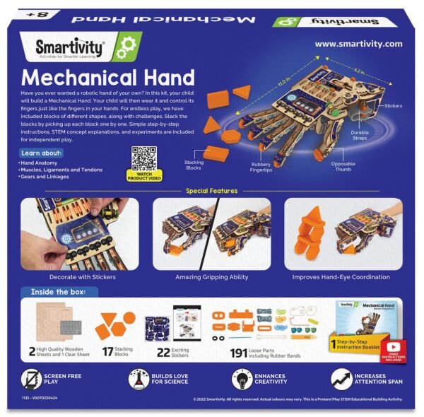 Smartivity Robotic Mechanical Hand Toy for Kids 8-10-12-14 Years Old | 2024 Parents Choice Winner I Birthday Gifts for Boys & Girls | DIY STEM Educational Science Toys for Kids 8,9,10,11,12,13,14 - Image 8