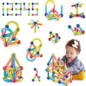 TOYTASTIC Learning Boys Girls Toys Age 4-5,Magnetic Game and Rods Set Educational Magnet Stick and Ball Game,Kids Toys for 3+ Yers