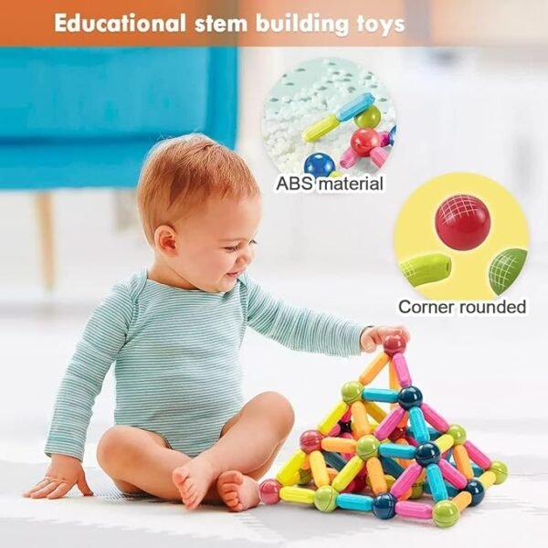 TOYTASTIC Learning Boys Girls Toys Age 4-5,Magnetic Game and Rods Set Educational Magnet Stick and Ball Game,Kids Toys for 3+ Yers - Image 2