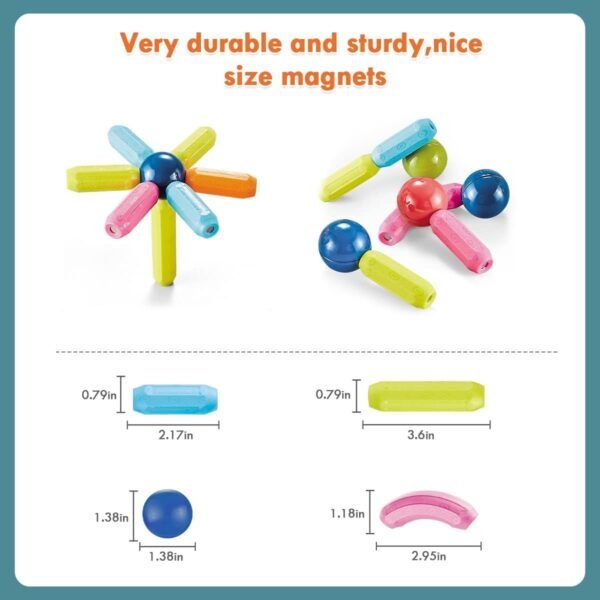 TOYTASTIC Learning Boys Girls Toys Age 4-5,Magnetic Game and Rods Set Educational Magnet Stick and Ball Game,Kids Toys for 3+ Yers - Image 6