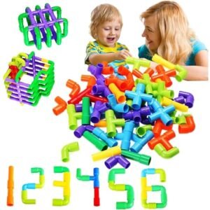 Toy Imagine 50+ Creative Pipe Building Blocks Toy Set for Kids | Colorful Puzzle Construction Learning Toys for Boys & Girls | Educational Blocks for 3-8 Years | Fun Toy for Toddlers & Preschoolers