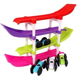 Toyshine Racer Ramp Toy With 4 Cars, 4 Ramps And Race Track For 1, 2, 3 Toddlers, Boys & Girls Educational Vehicle With Figures