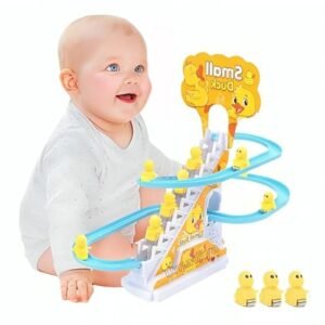 Umadiya® Ducks Slide Toys for Kids - Ducks Chasing Race Slide Game Set - Small Ducks Stair Climbing Toys for Kids, Escalator Toy with Lights and Music - 3 Duck Included (Ducks Slide)